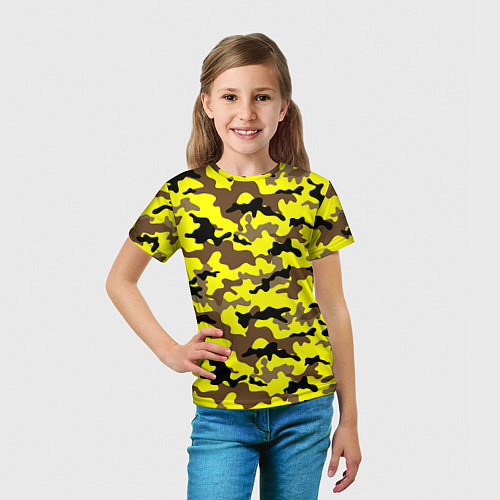 Детская футболка Камуфляж Жёлто-Коричневый / 3D-принт – фото 5