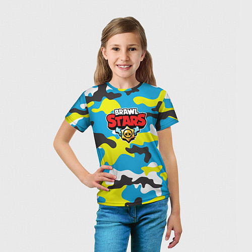 Детская футболка Brawl Stars Камуфляж Небесно-Синий / 3D-принт – фото 5
