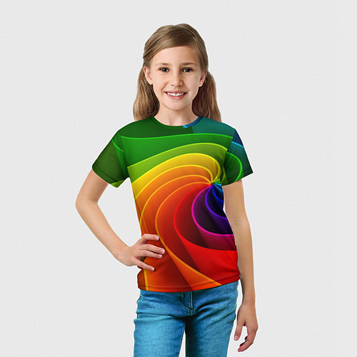 Детская футболка Спираль Модный узор 2023 Неон / 3D-принт – фото 5