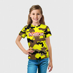 Футболка детская Roblox Камуфляж Жёлто-Коричневый, цвет: 3D-принт — фото 2