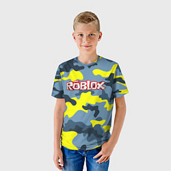 Футболка детская Roblox Камуфляж Жёлто-Голубой, цвет: 3D-принт — фото 2
