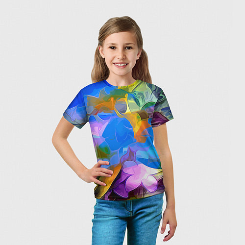 Детская футболка Цветочный узор Summer / 3D-принт – фото 5
