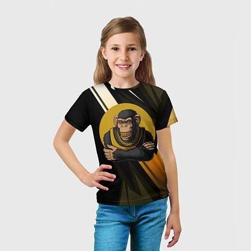 Детская футболка Обезьяна с золотой цепью / 3D-принт – фото 5