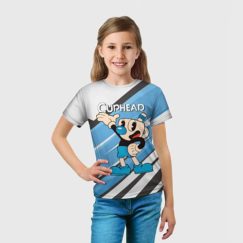 Детская футболка Cuphead синяя чашечка / 3D-принт – фото 5