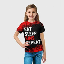 Футболка детская Eat Sleep Sims Repeat Краска, цвет: 3D-принт — фото 2