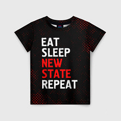 Футболка детская Eat Sleep New State Repeat - Потертости, цвет: 3D-принт