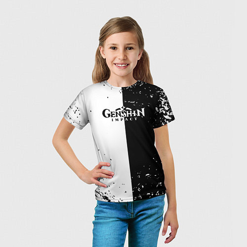 Детская футболка Genshin Impact черноебелое / 3D-принт – фото 5