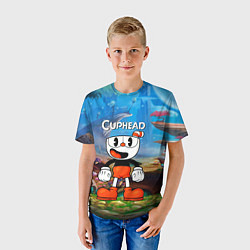 Футболка детская Cuphead Красная чашечка, цвет: 3D-принт — фото 2