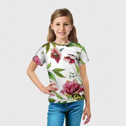 Детская футболка Цветы Воздушные / 3D-принт – фото 5