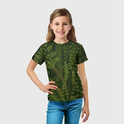 Детская футболка Цветы Зеленые Папоротники / 3D-принт – фото 5