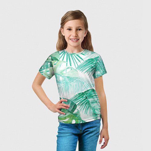 Детская футболка Цветы Тропическая Акварель / 3D-принт – фото 5