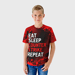Футболка детская Eat Sleep Counter Strike Repeat Брызги, цвет: 3D-принт — фото 2