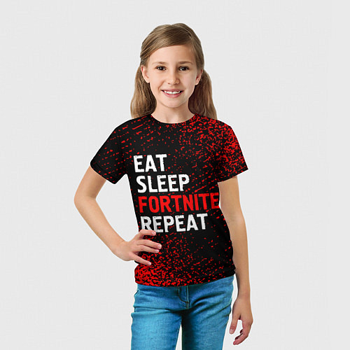 Детская футболка Eat Sleep Fortnite Repeat Арт / 3D-принт – фото 5