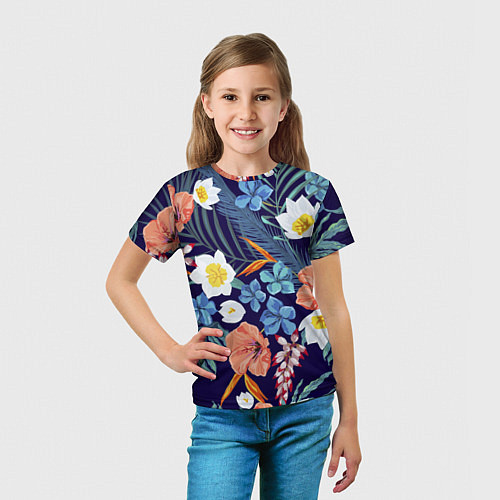 Детская футболка Цветы Экзотические / 3D-принт – фото 5