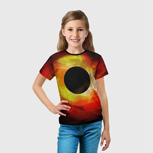 Детская футболка Черная дыра на красно-желтом фоне / 3D-принт – фото 5
