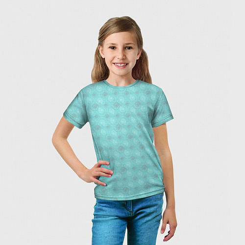 Детская футболка Морские раковины наутилус на бирюзовом фоне / 3D-принт – фото 5