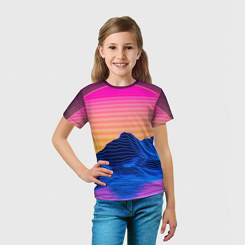 Детская футболка Vaporwave Mountains Психоделика Неон / 3D-принт – фото 5