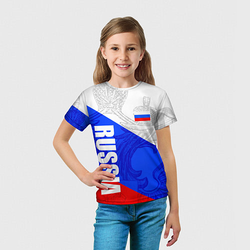 Детская футболка RUSSIA - SPORTWEAR - ТРИКОЛОР / 3D-принт – фото 5