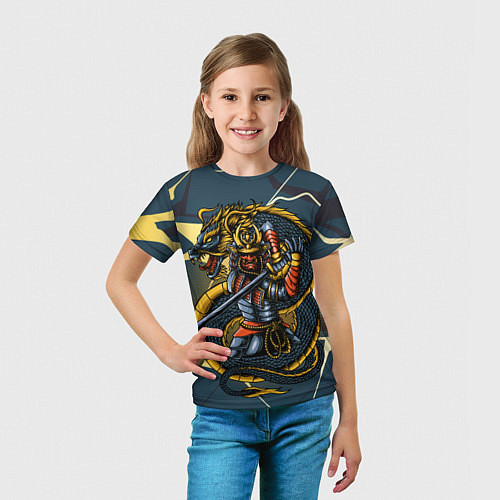 Детская футболка Самурай с драконом / 3D-принт – фото 5