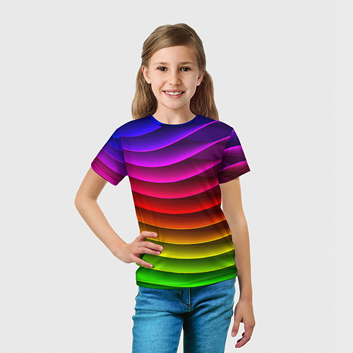 Детская футболка Color line neon pattern Abstraction Summer 2023 / 3D-принт – фото 5