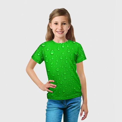 Детская футболка Зеленый фон с росой / 3D-принт – фото 5