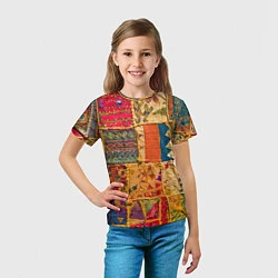 Футболка детская Пэчворк Лоскутное одеяло Patchwork Quilt, цвет: 3D-принт — фото 2