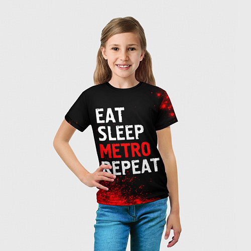 Детская футболка Eat Sleep Metro Repeat Арт / 3D-принт – фото 5