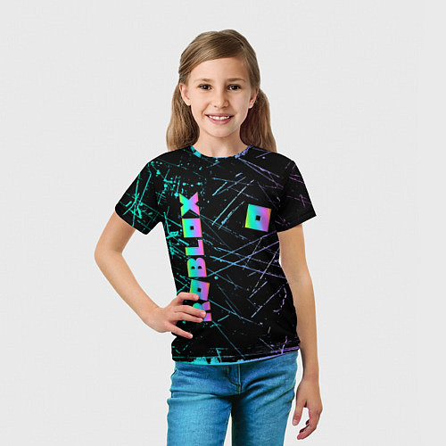 Детская футболка ROBLOX неоновый логотип / 3D-принт – фото 5