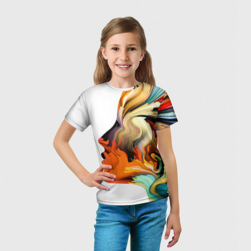 Детская футболка Профиль девушки Иллюзия Girls Profile Illusion / 3D-принт – фото 5