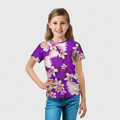 Детская футболка Цветы Фиолетовый Цветок / 3D-принт – фото 5