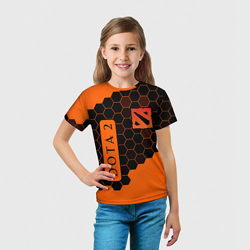Детская футболка ДОТА 2 на фоне узоров из сот / 3D-принт – фото 5