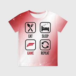 Футболка детская Eat Sleep Forza Horizon Repeat, цвет: 3D-принт