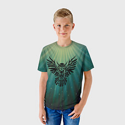 Футболка детская Сова в лучах, цвет: 3D-принт — фото 2