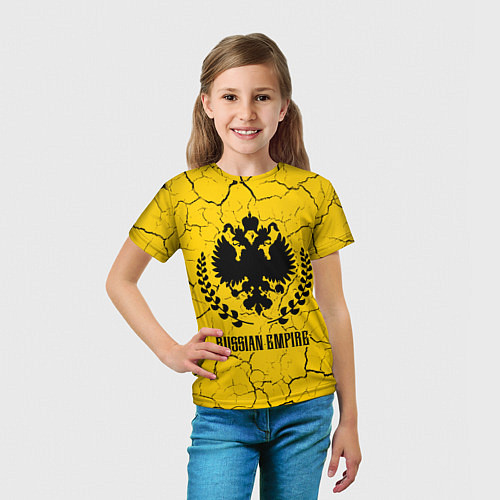 Детская футболка RUSSIAN EMPIRE - ГЕРБ Трещины / 3D-принт – фото 5
