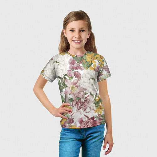 Детская футболка Цветы Летний Свадебный Букет / 3D-принт – фото 5