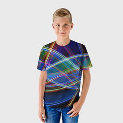 Футболка детская Разноцветные неоновые линии Абстракция Multicolore, цвет: 3D-принт — фото 2