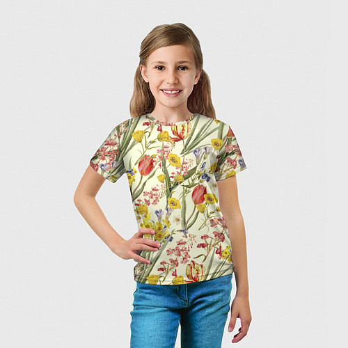 Детская футболка Цветы Весенние Тюльпаны / 3D-принт – фото 5
