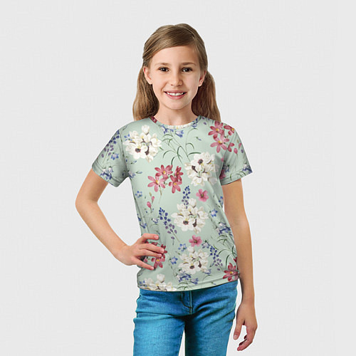 Детская футболка Цветы Зефирантес и Магнолии / 3D-принт – фото 5