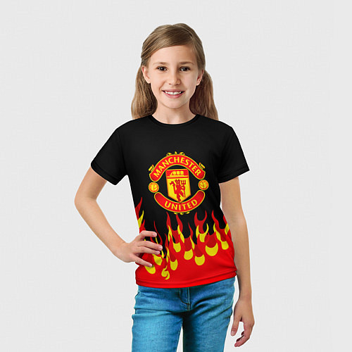 Детская футболка Манчестер юнайтед огонь / 3D-принт – фото 5
