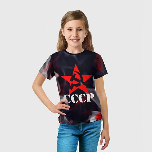 Детская футболка Ссср - серп и молот - звезда - пламя / 3D-принт – фото 5