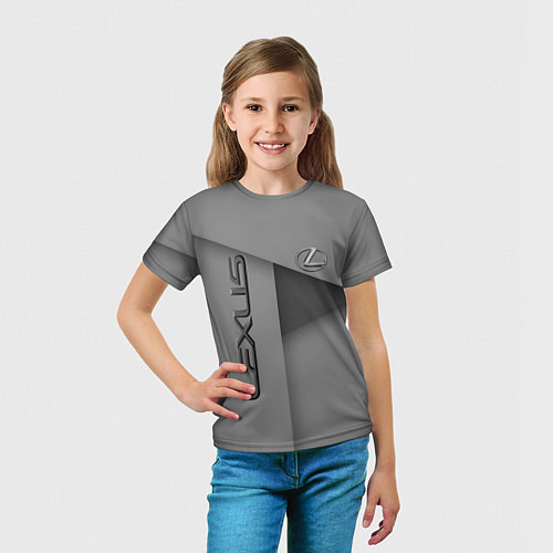 Детская футболка Lexus - серая абстракция / 3D-принт – фото 5