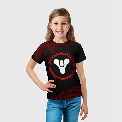 Детская футболка Символ Destiny и краска вокруг на темном фоне / 3D-принт – фото 5
