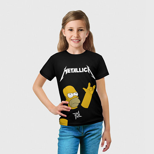 Детская футболка Metallica Гомер Симпсон рокер / 3D-принт – фото 5