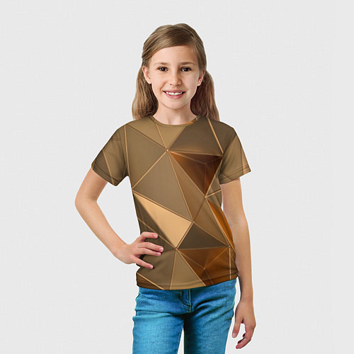Детская футболка Золотые 3D треугольники / 3D-принт – фото 5