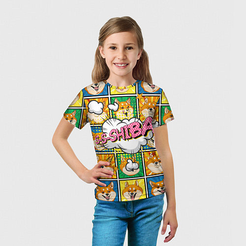 Детская футболка Pop art shiba inu / 3D-принт – фото 5