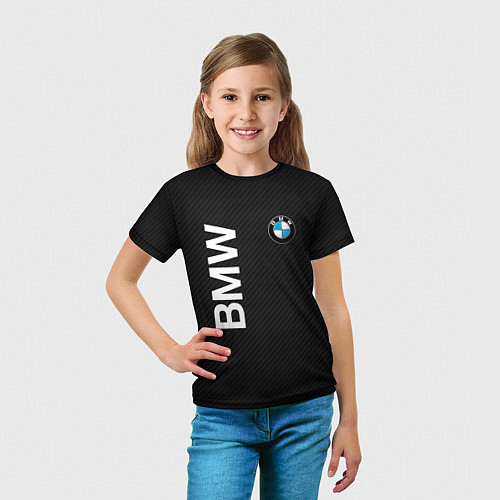 Детская футболка Bmw КОРБОНОВЫЕ ПОЛОСЫ / 3D-принт – фото 5