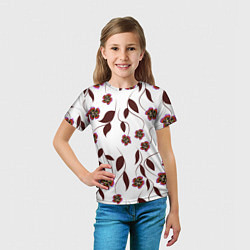 Футболка детская Розовые цветы вишни на светлом фоне, цвет: 3D-принт — фото 2