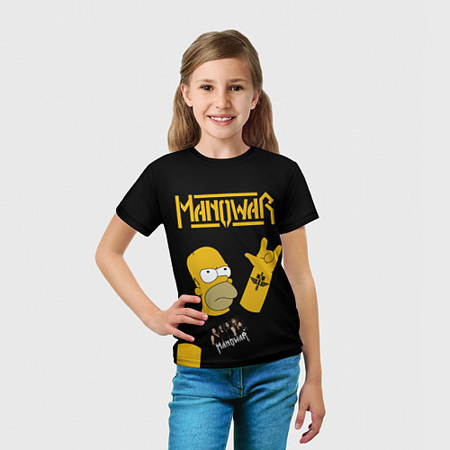 Детская футболка Manowar Гомер Симпсон Рокер / 3D-принт – фото 5