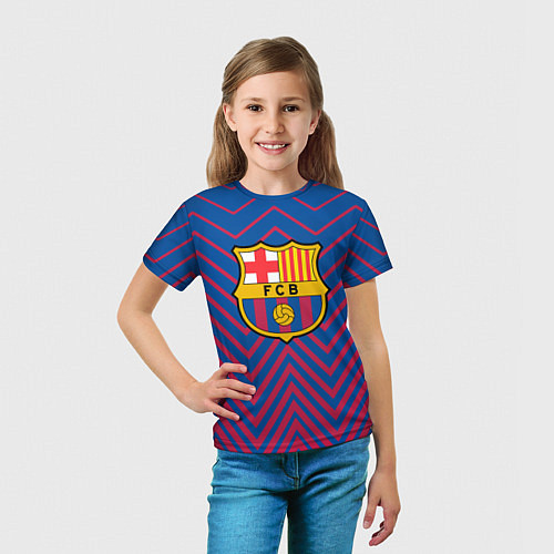 Детская футболка FC BARCELONA зигзаги / 3D-принт – фото 5