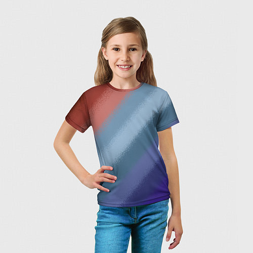 Детская футболка Полосатый коричнево-голубой паттерн / 3D-принт – фото 5